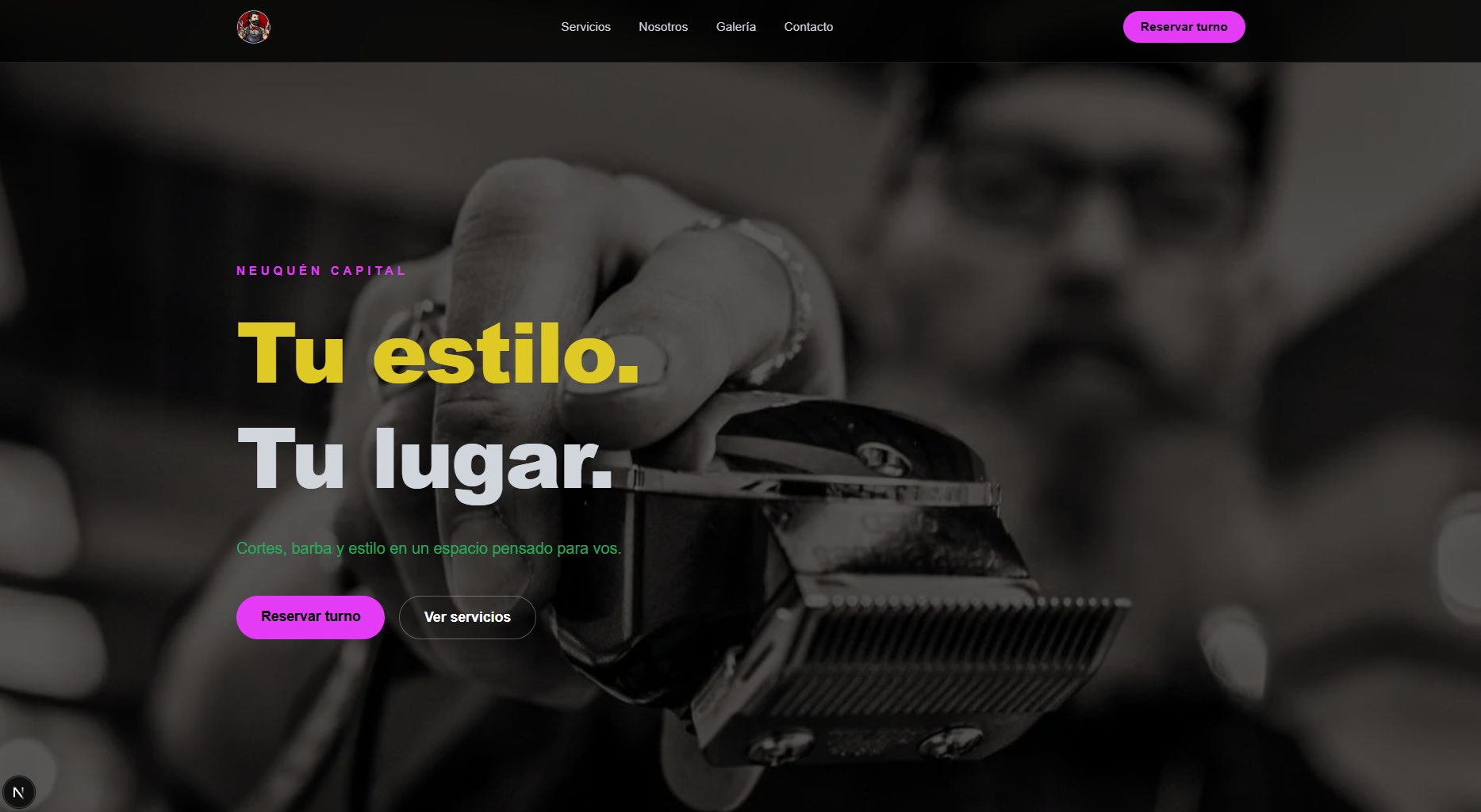 Vista previa de la web de Barbería Neuquén